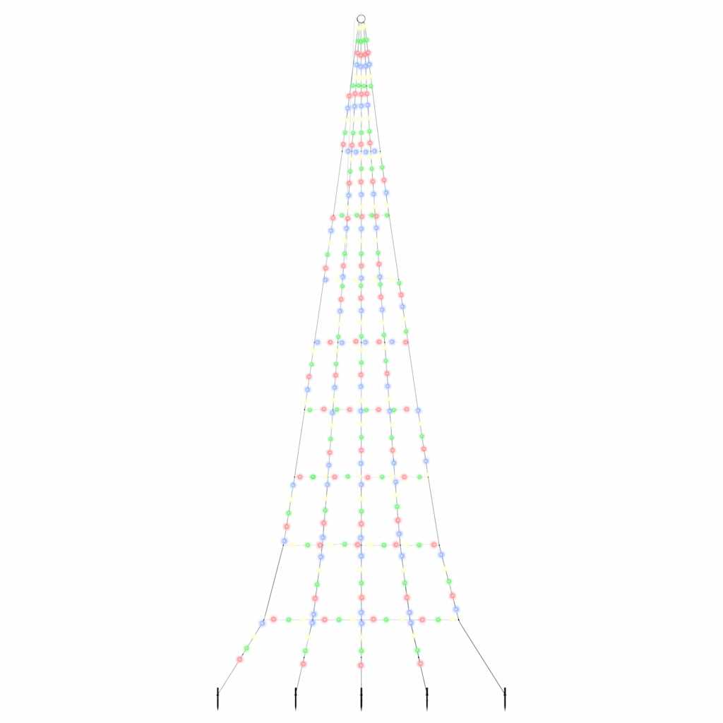 LED Juletræ med jordsøjler Flerfarvet 511 cm Metal
