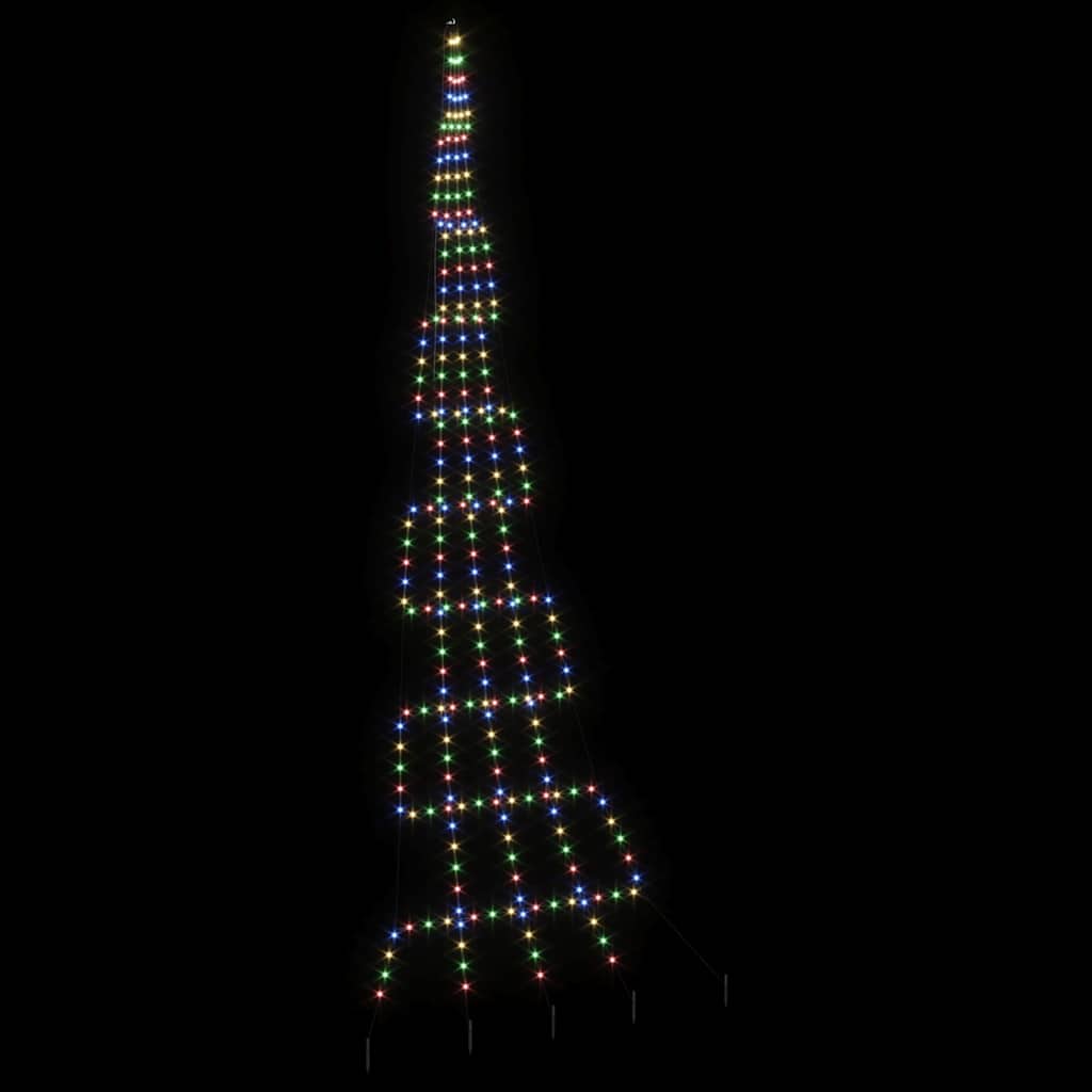 LED Juletræ med jordsøjler Flerfarvet 511 cm Metal