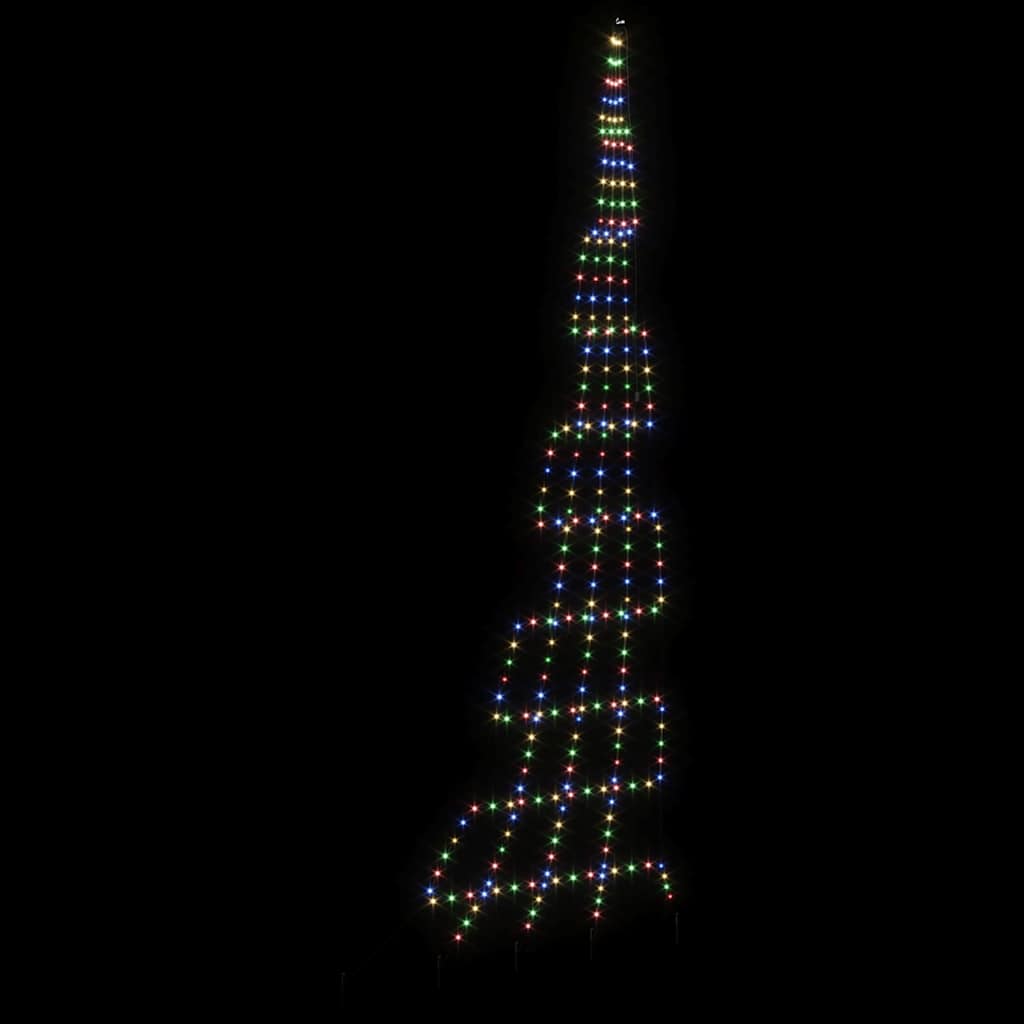 LED Juletræ med jordsøjler Flerfarvet 511 cm Metal
