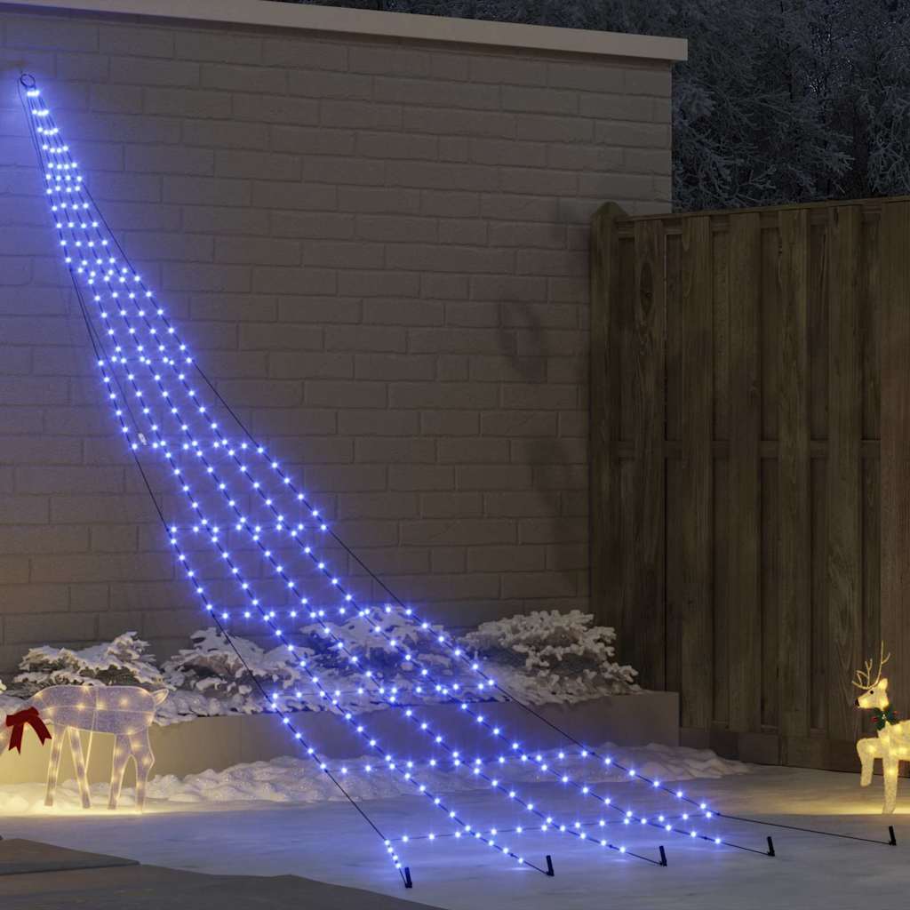 LED Juletræ med jordsøjler Blå 511 cm Metal