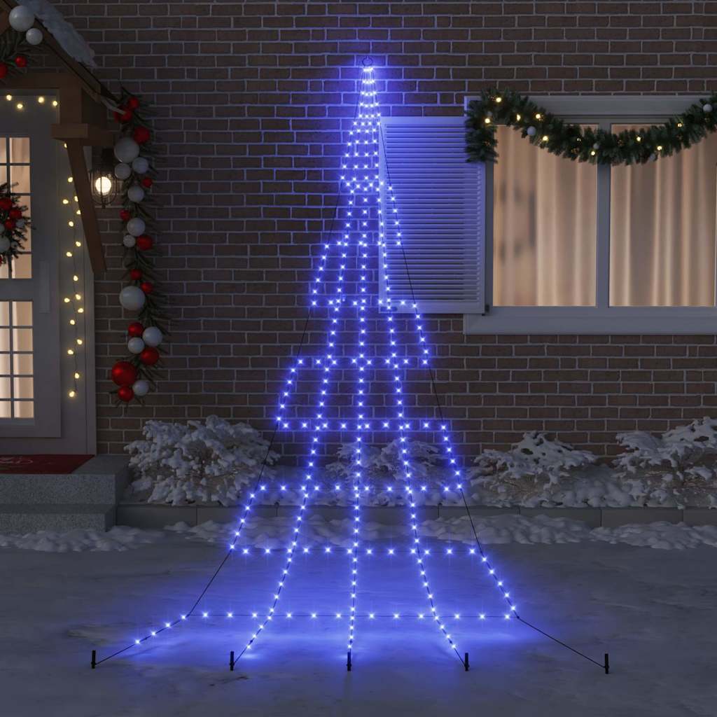 LED Juletræ med jordsøjler Blå 511 cm Metal