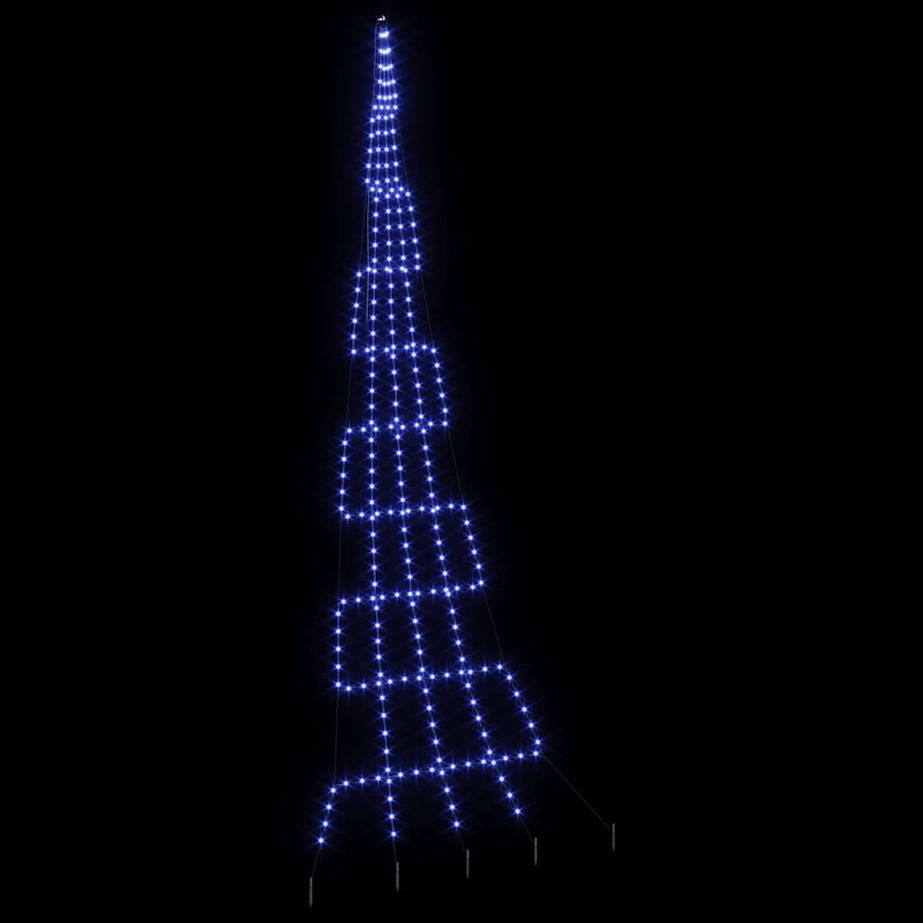 LED Juletræ med jordsøjler Blå 511 cm Metal