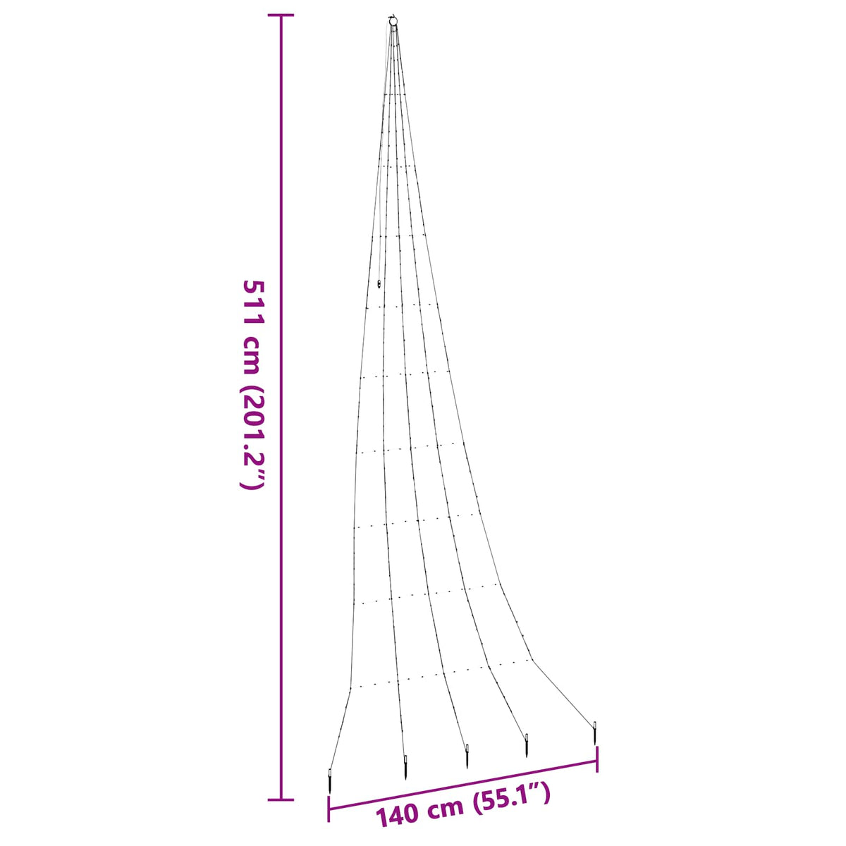 LED Juletræ med jordsøjler Blå 511 cm Metal