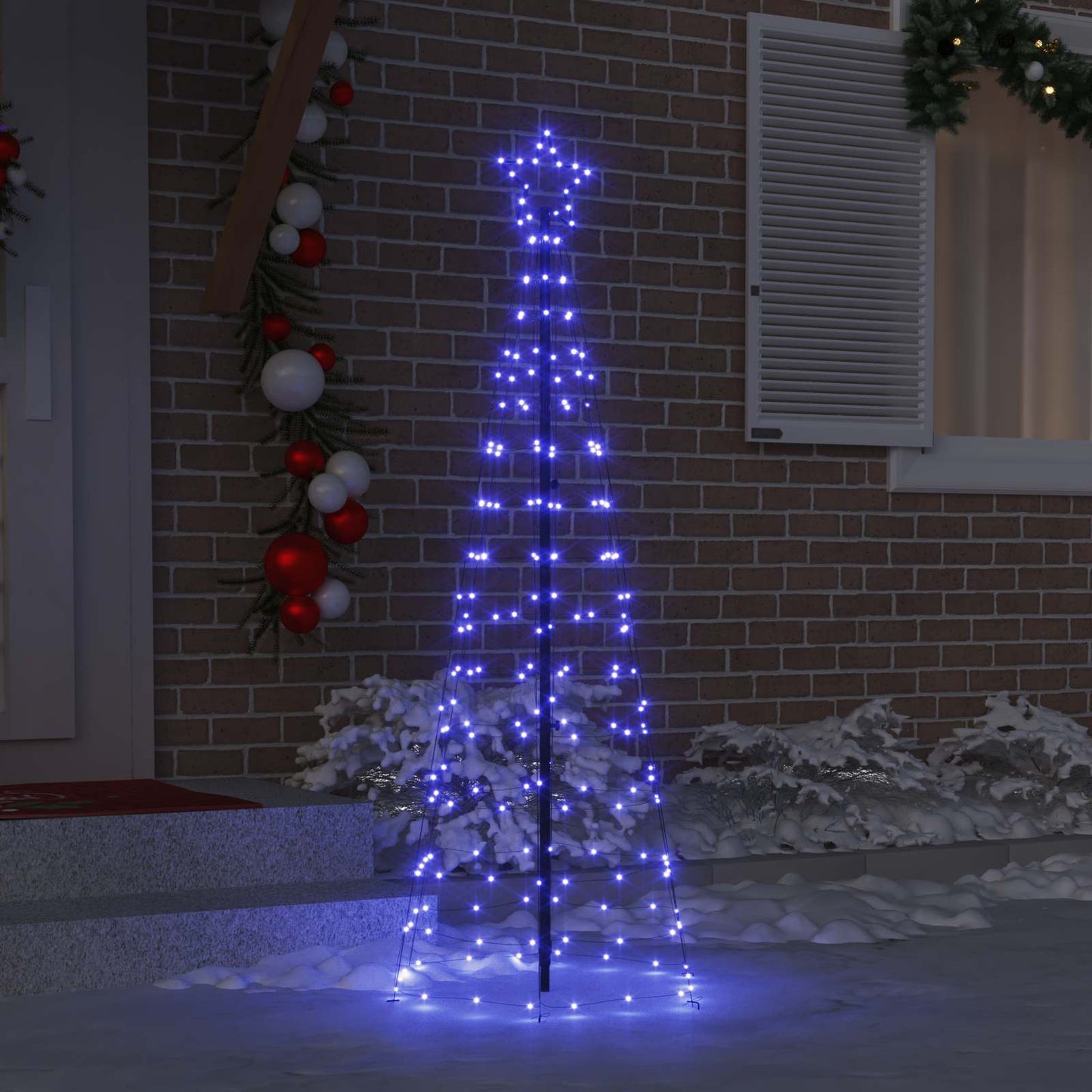 LED Juletræ med jordsøjler Blå 250 cm Jern