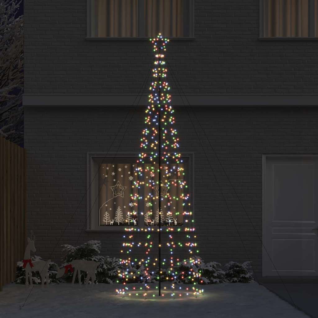 LED Juletræ med jordsøjler Flerfarvet 400 cm Jern