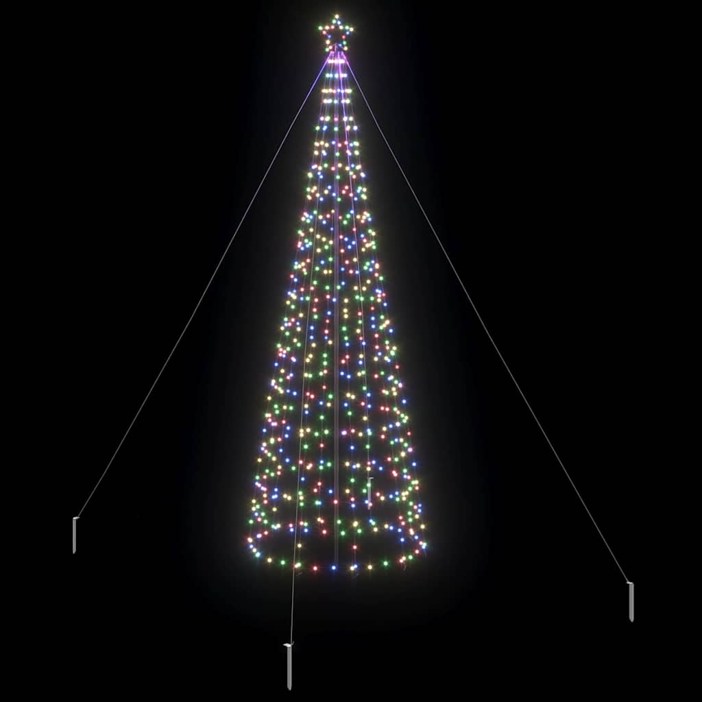 LED Juletræ med jordsøjler Flerfarvet 400 cm Jern