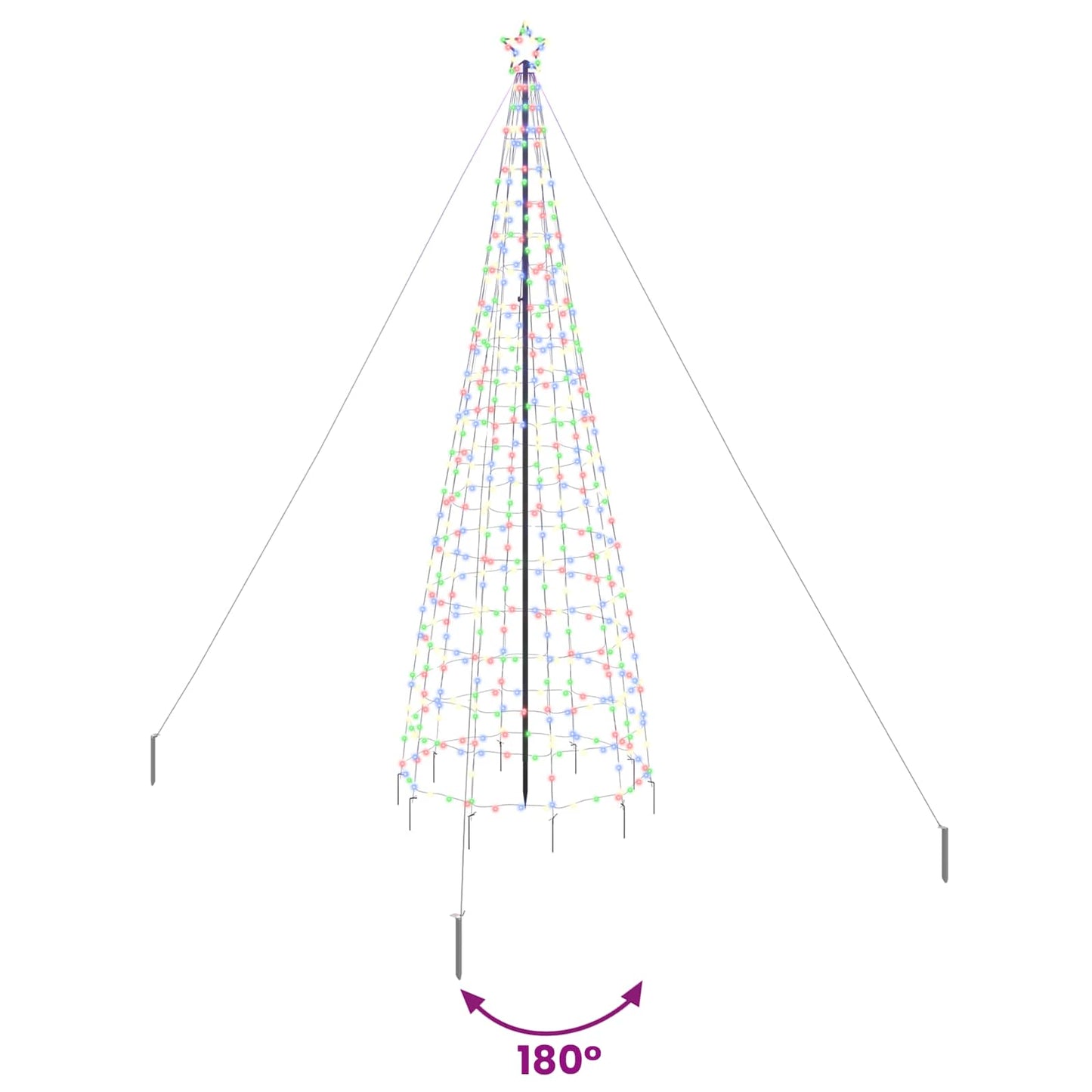 LED Juletræ med jordsøjler Flerfarvet 400 cm Jern