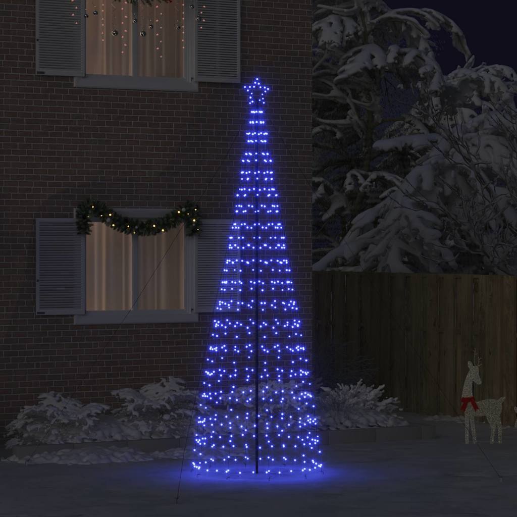 LED Juletræ med jordsøjler Blå 400 cm Jern