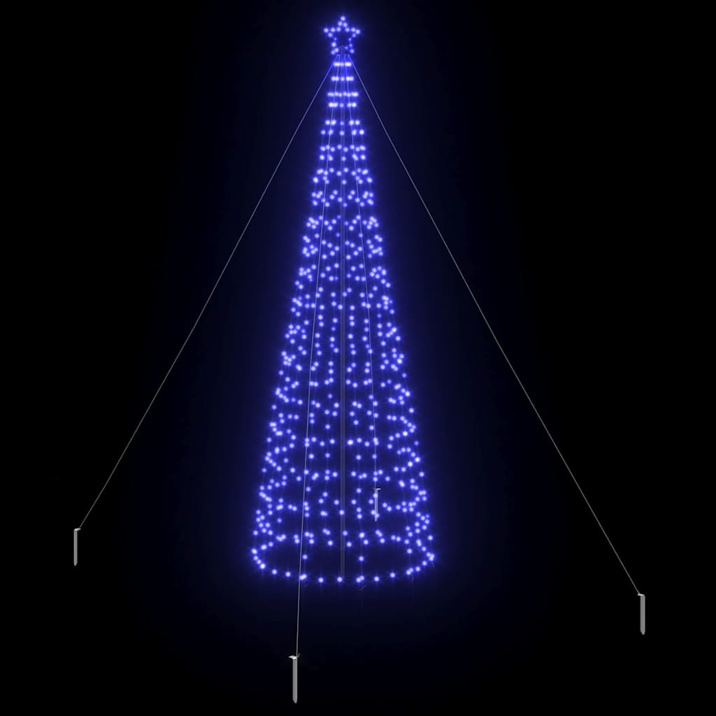 LED Juletræ med jordsøjler Blå 400 cm Jern