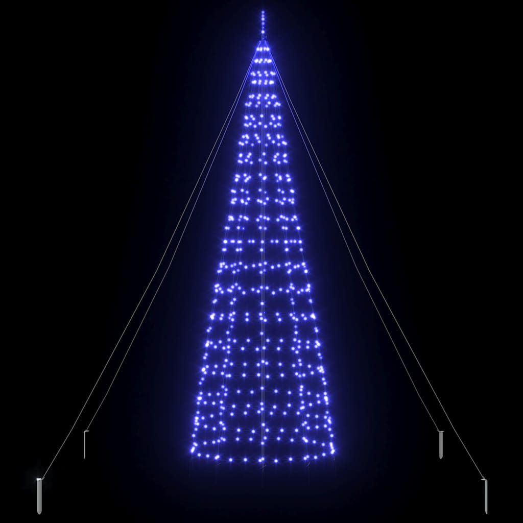 LED Juletræ med jordsøjler Blå 400 cm Jern