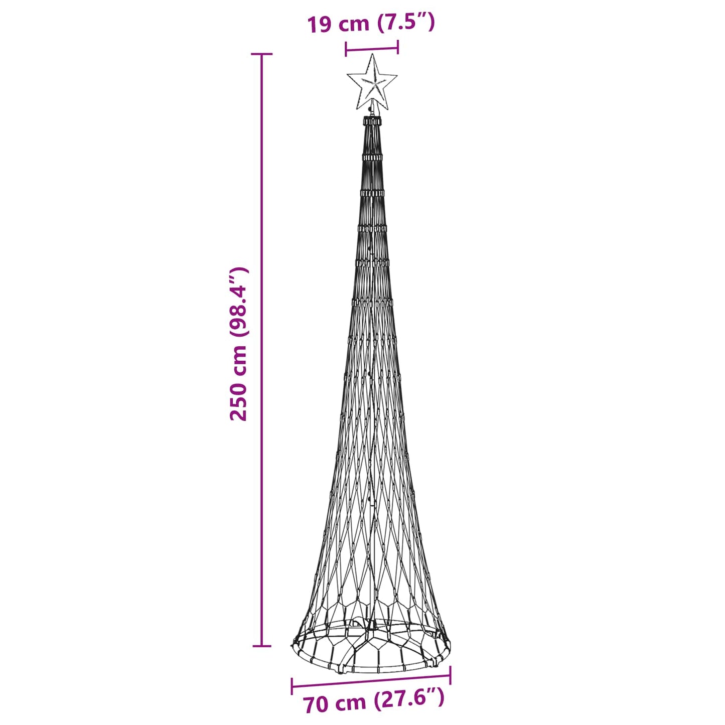 LED juletræ Varm hvid 250 cm Metal