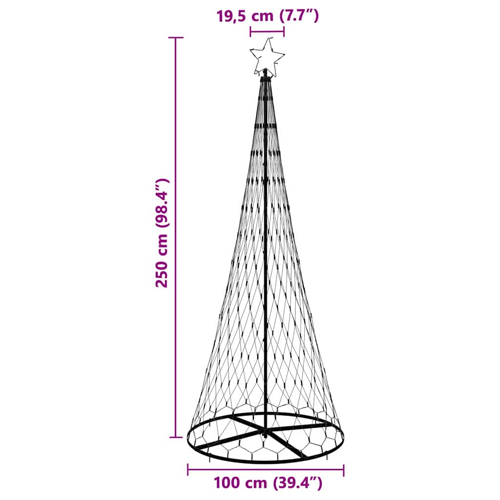 LED juletræ Varm hvid 250 cm Metal