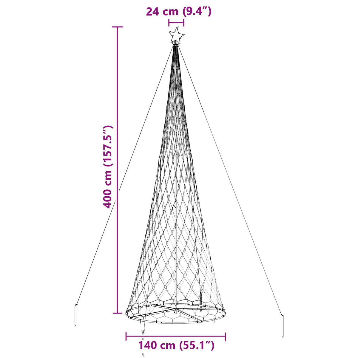 LED juletræ Flerfarvet 399 cm Metal