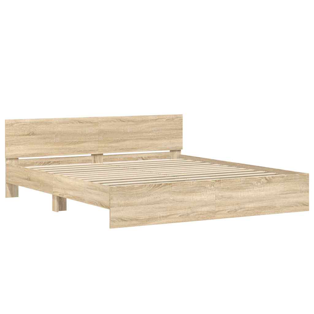 Sengestel med hovedgærde Sonoma-eg 193 x 203 cm Konstrueret træ