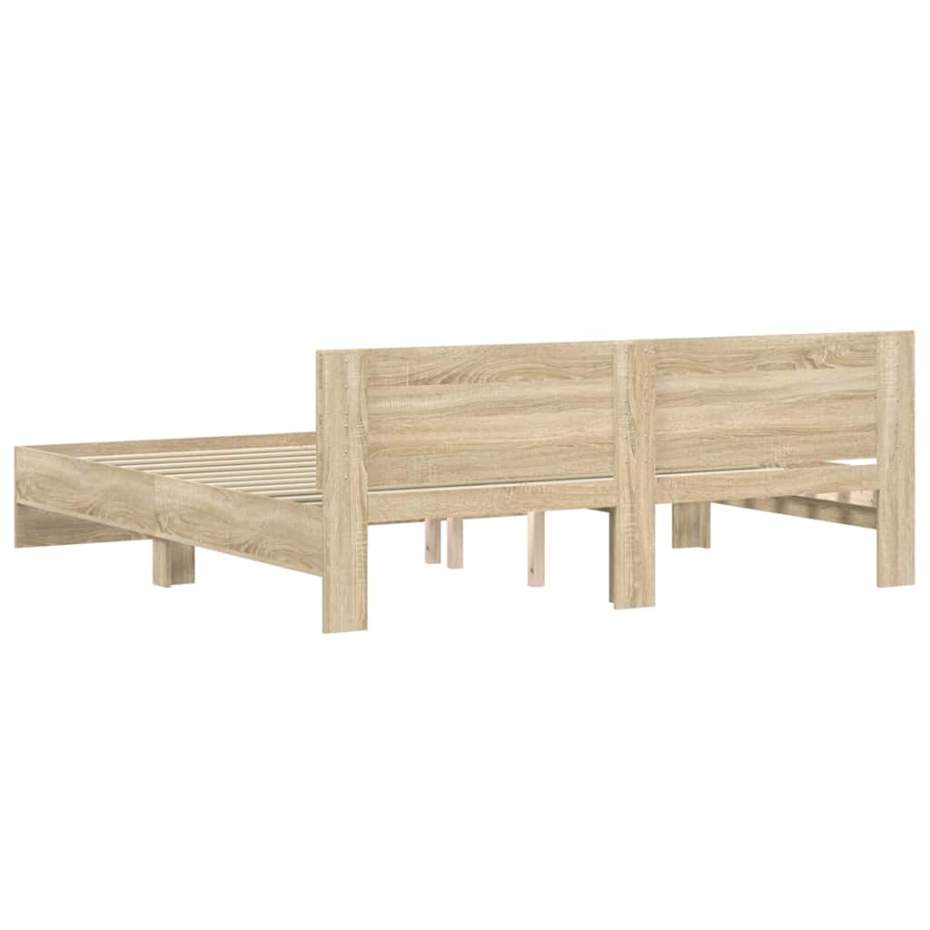 Sengestel med hovedgærde Sonoma-eg 193 x 203 cm Konstrueret træ