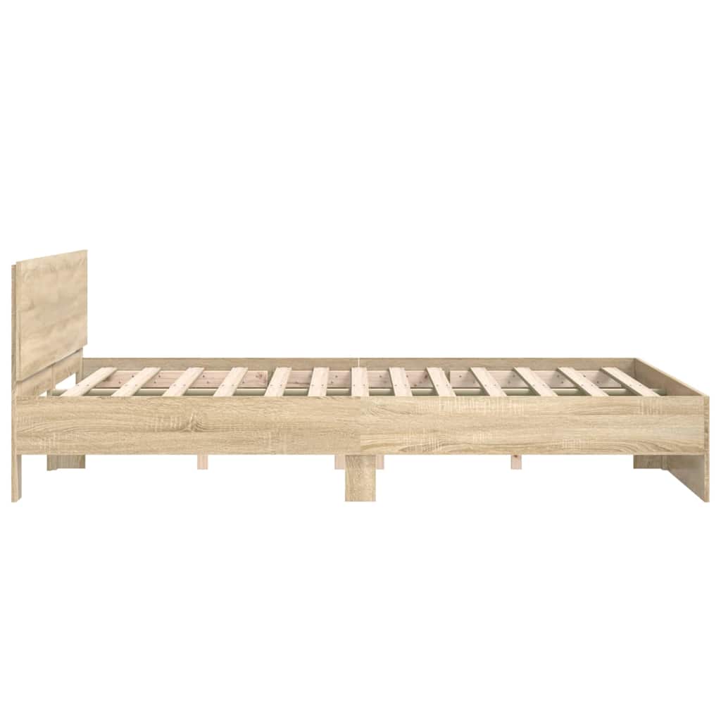 Sengestel med hovedgærde Sonoma-eg 193 x 203 cm Konstrueret træ