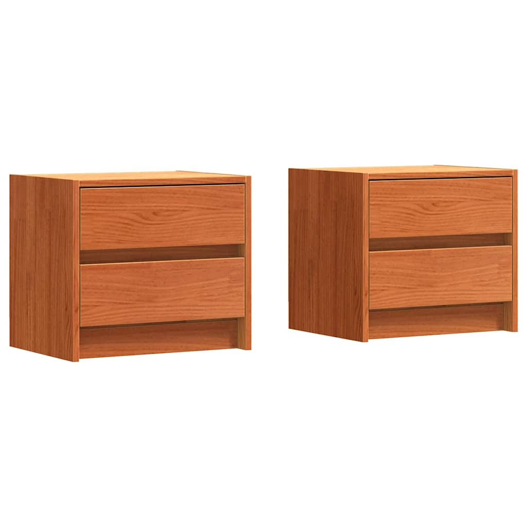 Sengeborde 2 stk. Voks brun 40 x 30.5 x 35.5 cm Fyrretræ