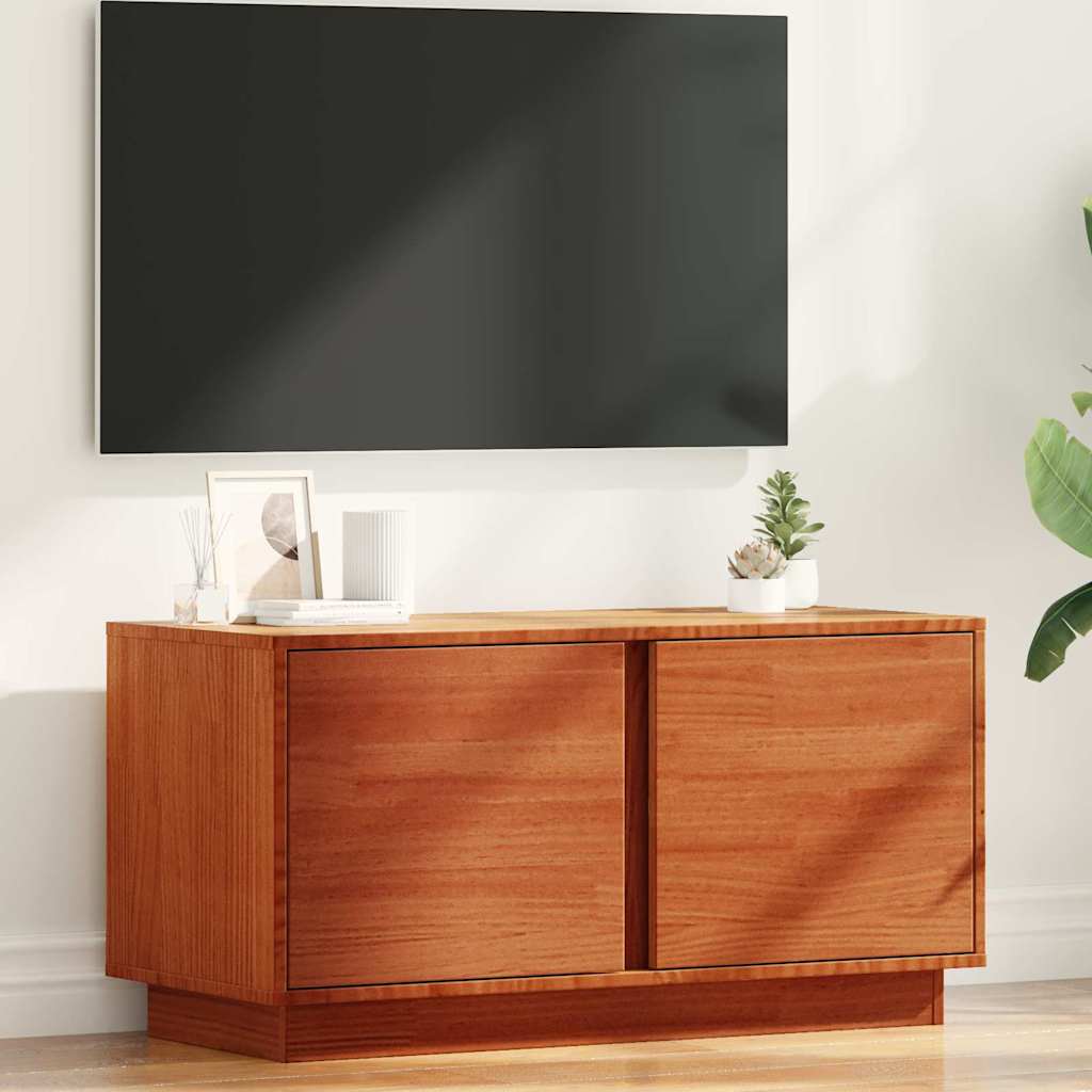 TV-skab Voks brun 80 x 35 x 40,5 cm Massiv fyrretræ