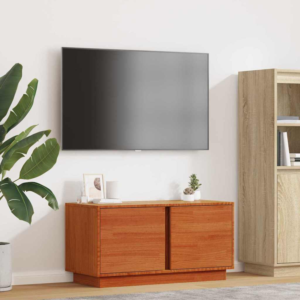 TV-skab Voks brun 80 x 35 x 40,5 cm Massiv fyrretræ