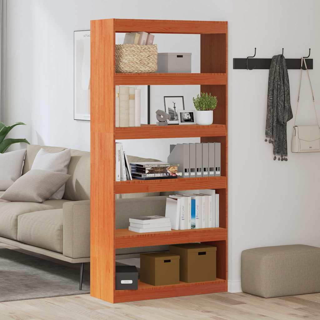 Bogskab Voks brun 80 x 30 x 167,5 cm Massiv fyrretræ