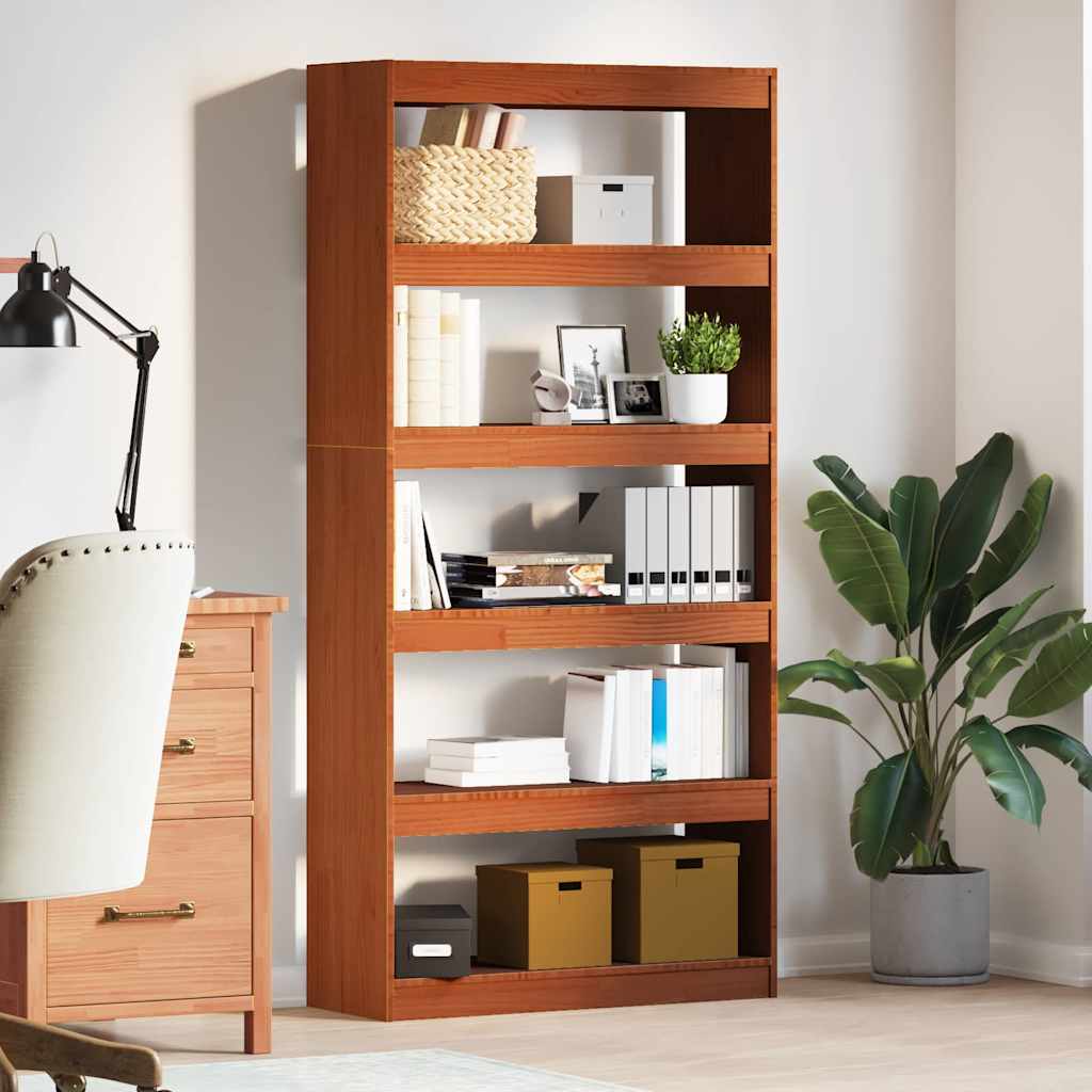 Bogskab Voks brun 80 x 30 x 167,5 cm Massiv fyrretræ