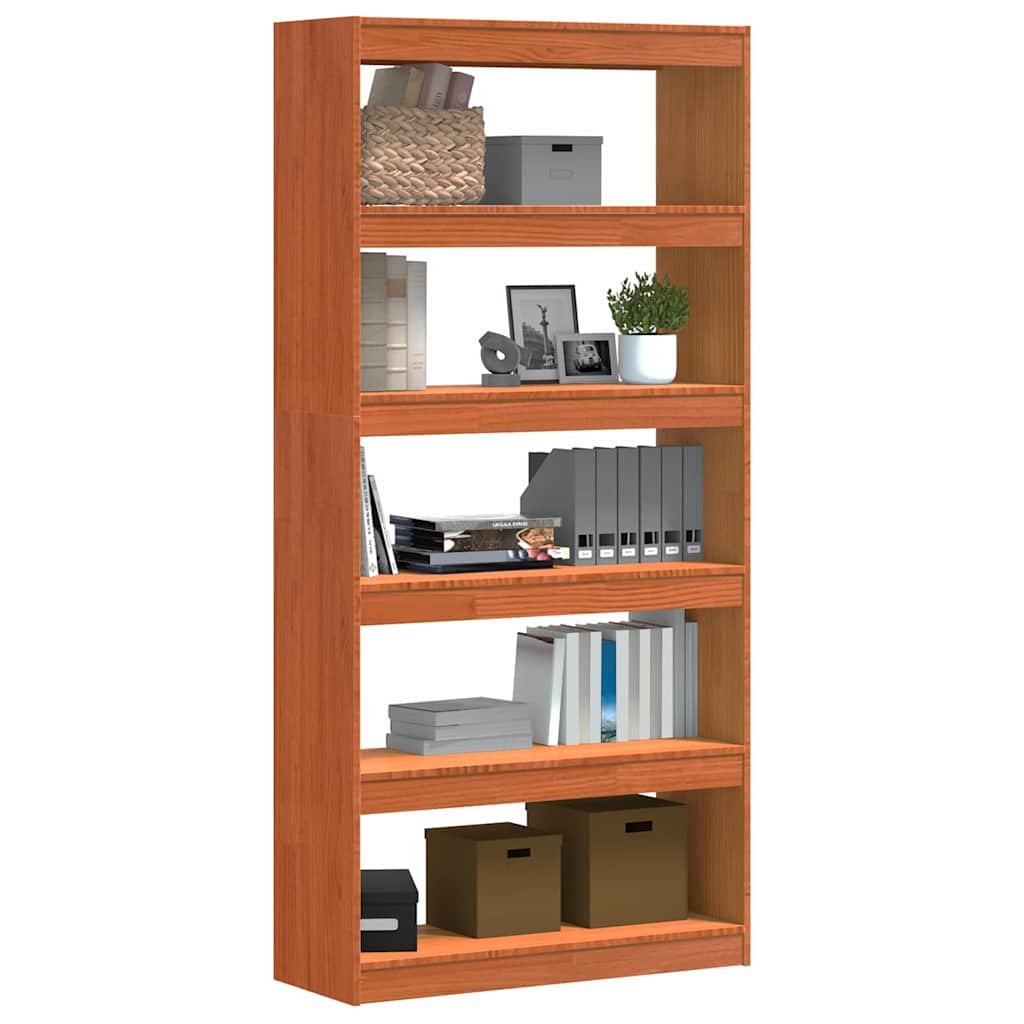 Bogskab Voks brun 80 x 30 x 167,5 cm Massiv fyrretræ