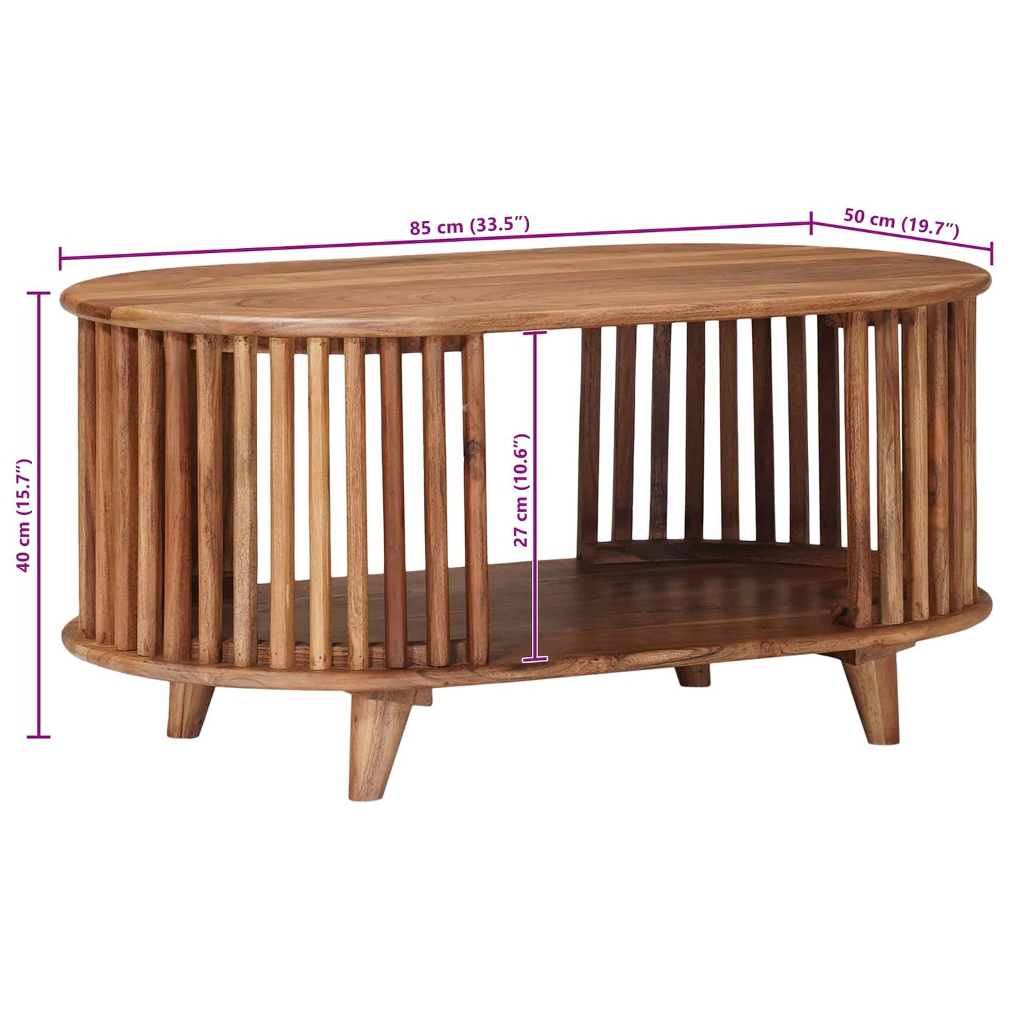Håndlavet Cafebord Teak brun 85 x 50 x 40 cm Massivt Akacietræ