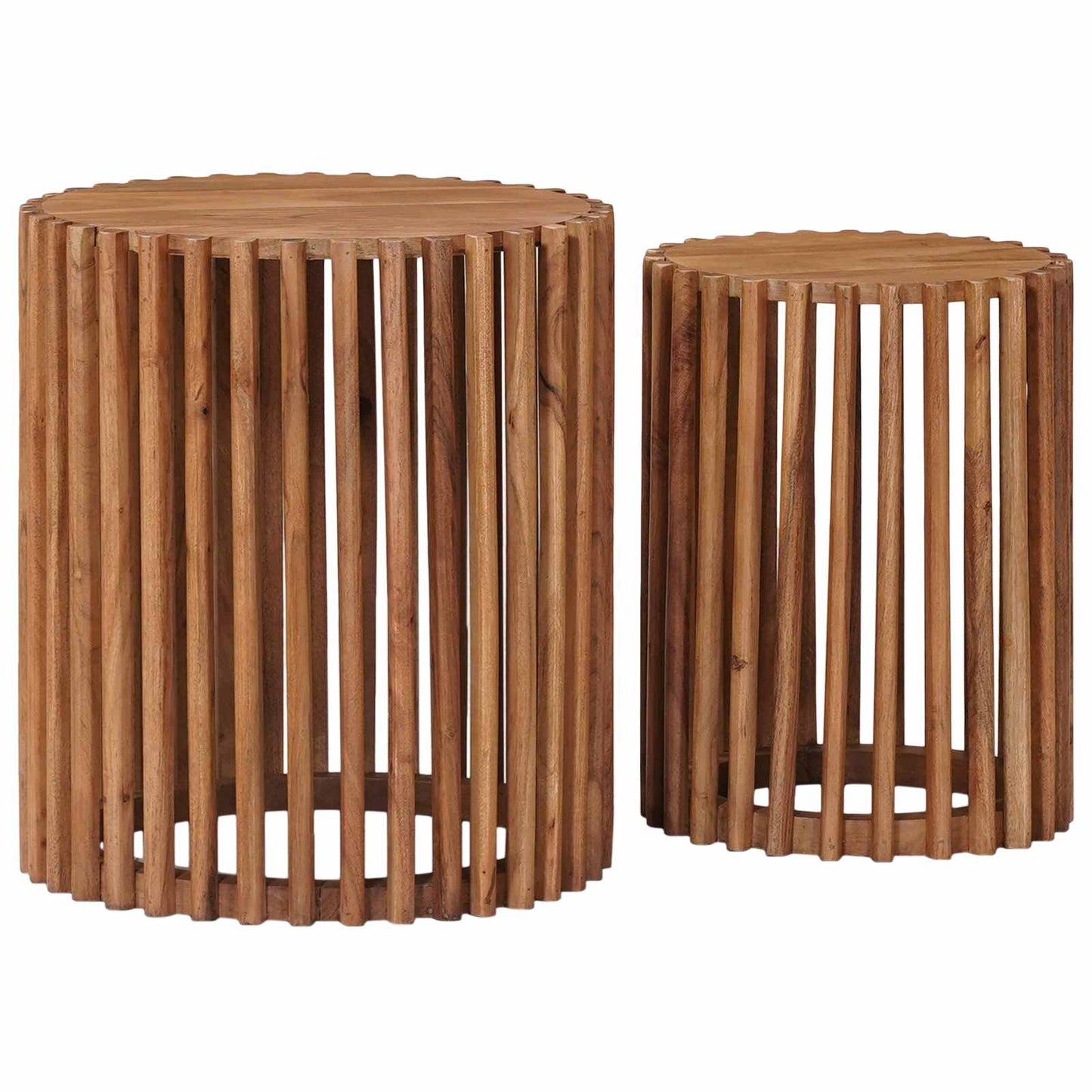Håndlavet sidebord sæt 2 stk. Teakbrun 40 x 40 x 45 cm