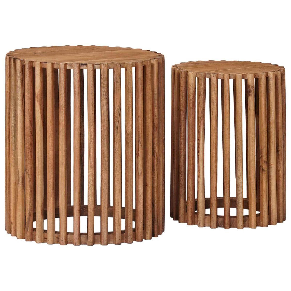 Håndlavet sidebord sæt 2 stk. Teakbrun 40 x 40 x 45 cm