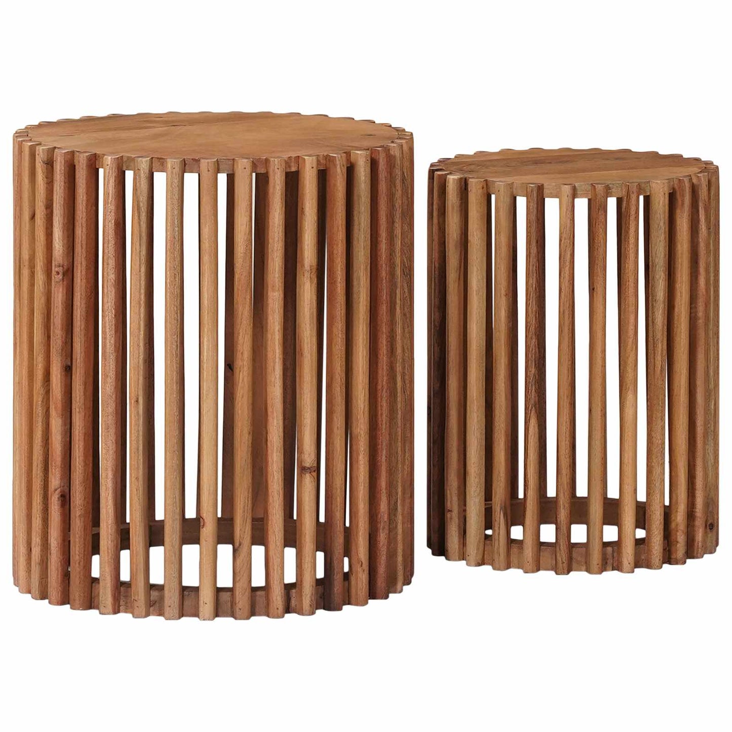 Håndlavet sidebord sæt 2 stk. Teakbrun 40 x 40 x 45 cm