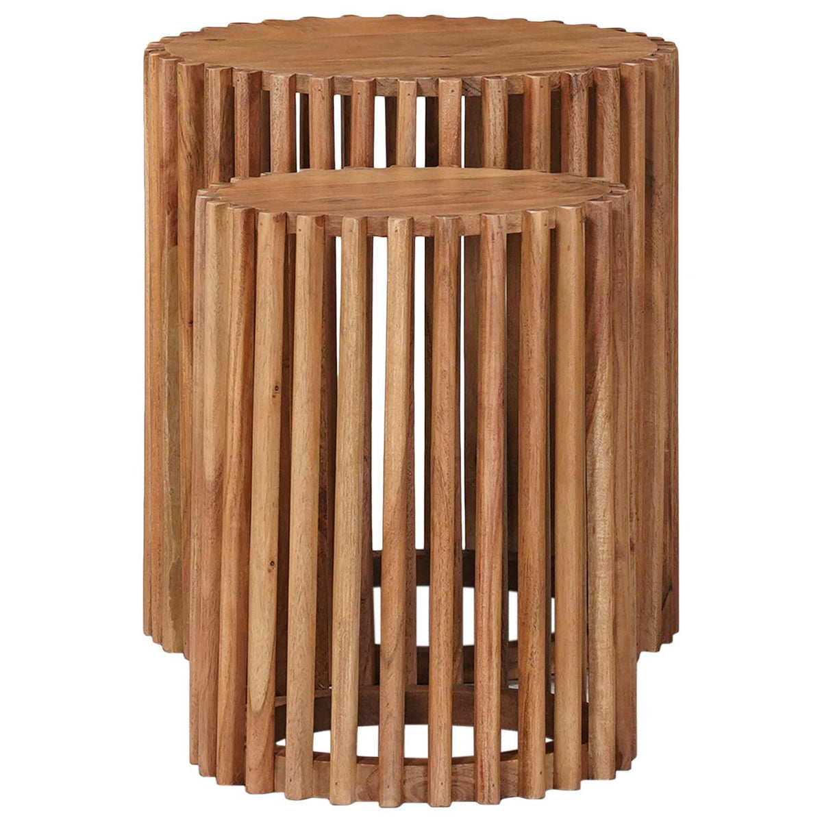 Håndlavet sidebord sæt 2 stk. Teakbrun 40 x 40 x 45 cm