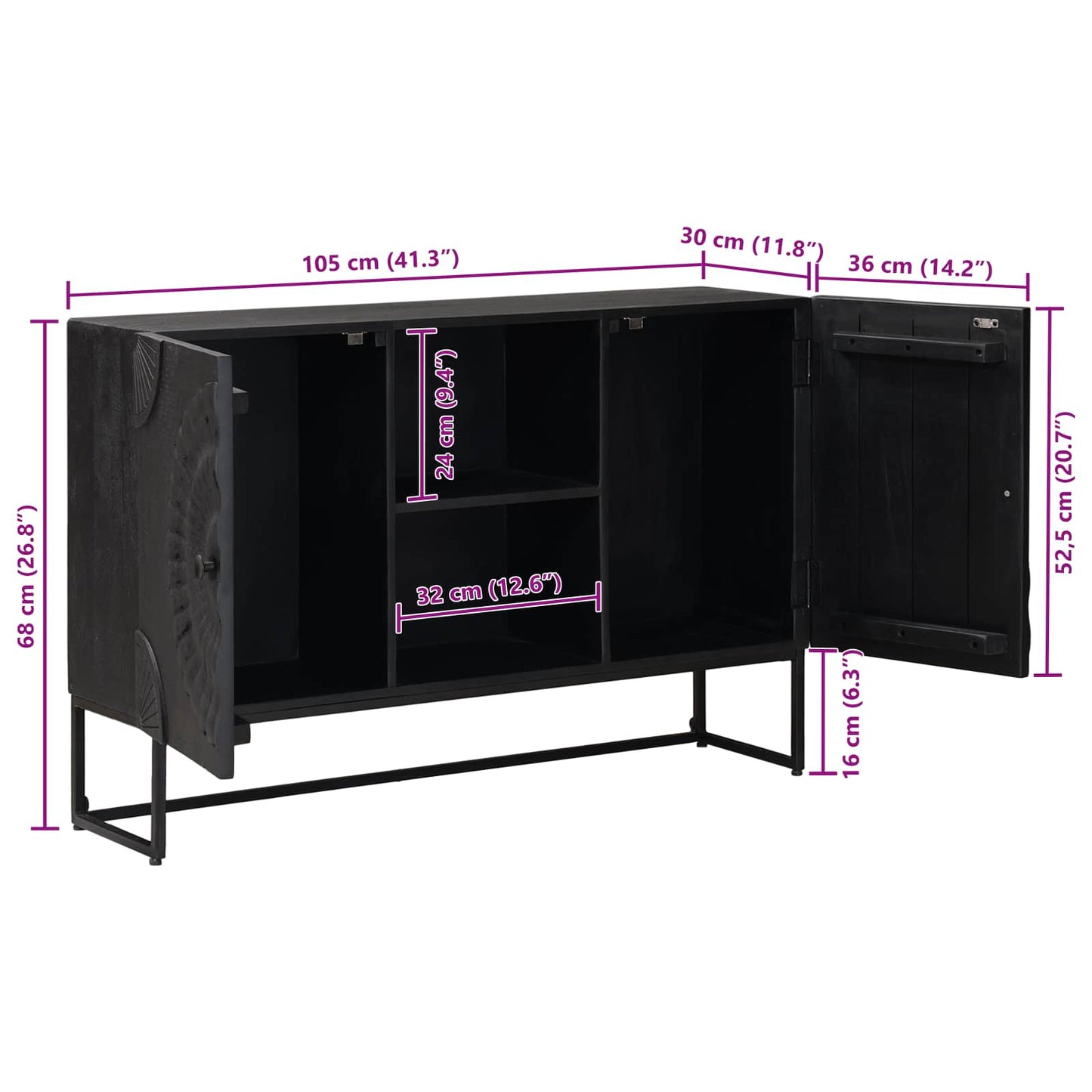 Sideboard Sort 105 x 30 x 68 cm