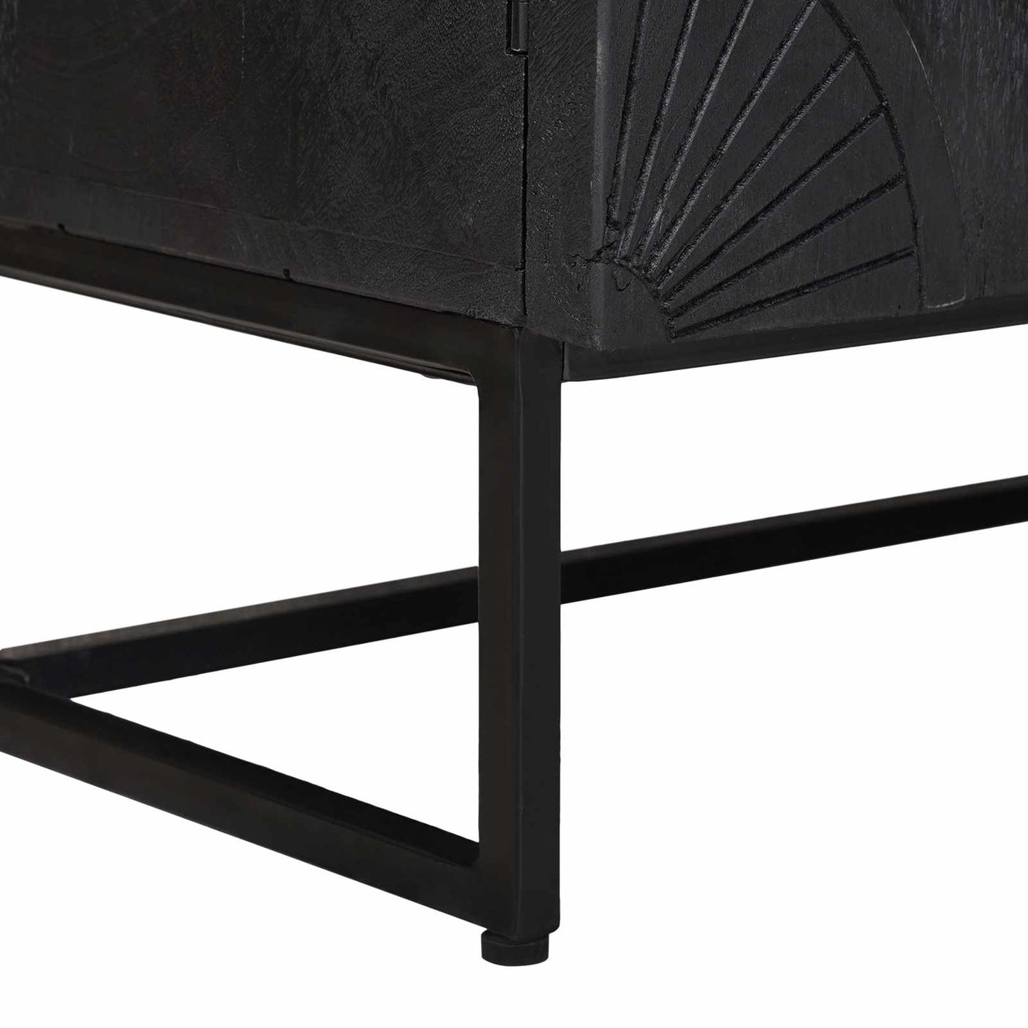 Highboard Sort 55 x 30 x 95 cm Massivt Mango Træ og Ingeniørtræ