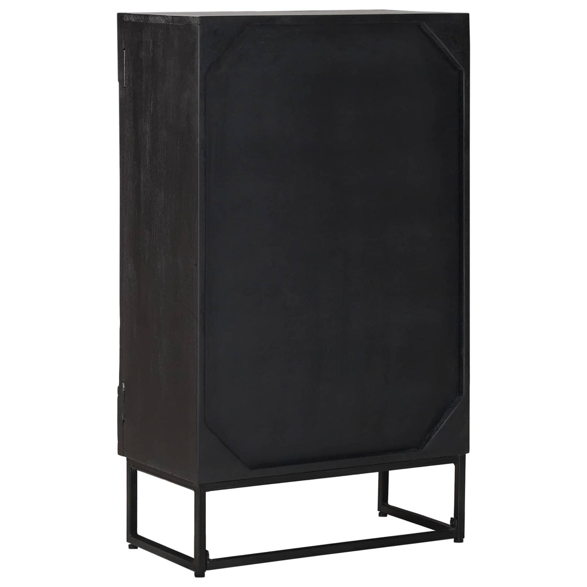Highboard Sort 55 x 30 x 95 cm Massivt Mango Træ og Ingeniørtræ