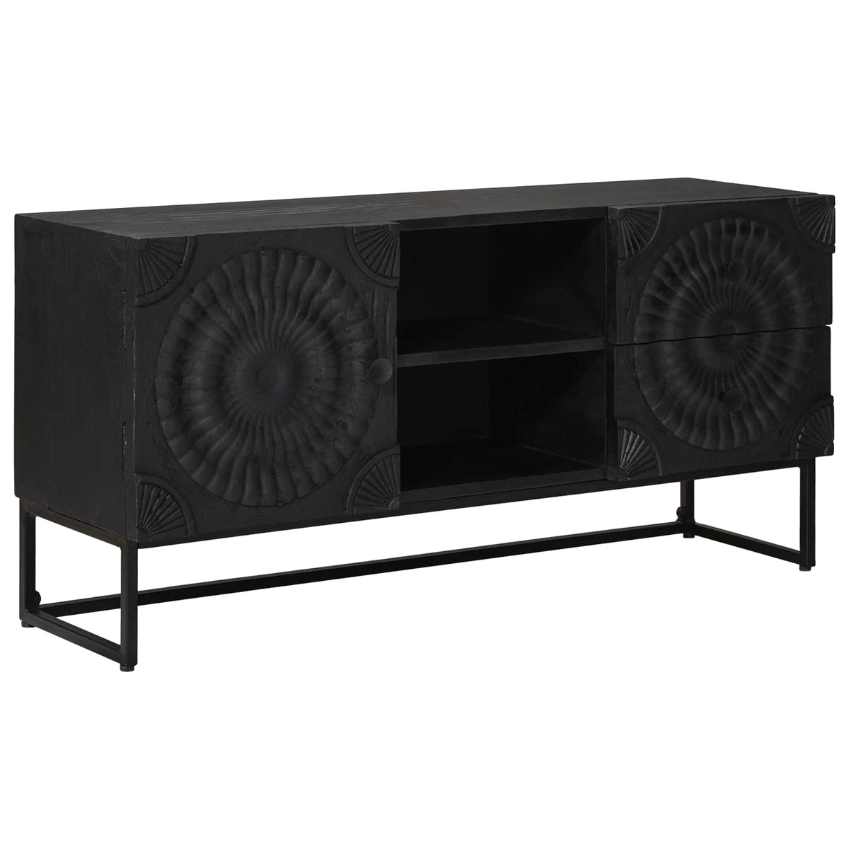 TV-skab Sort 105 x 30 x 54 cm Massivt Mango Træ og Ingeniørtræ