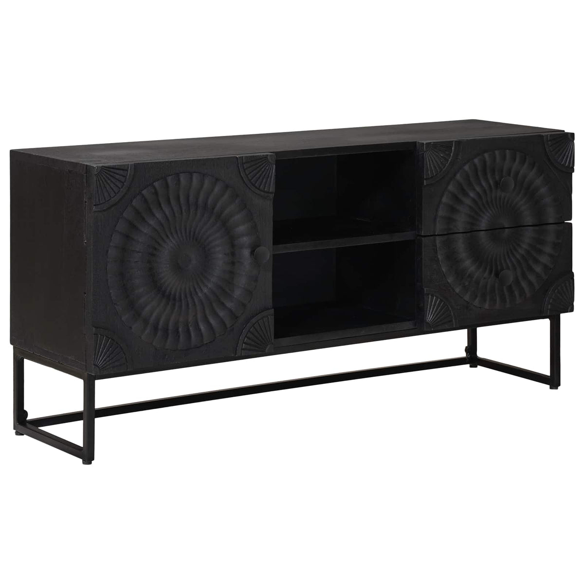 TV-skab Sort 105 x 30 x 54 cm Massivt Mango Træ og Ingeniørtræ