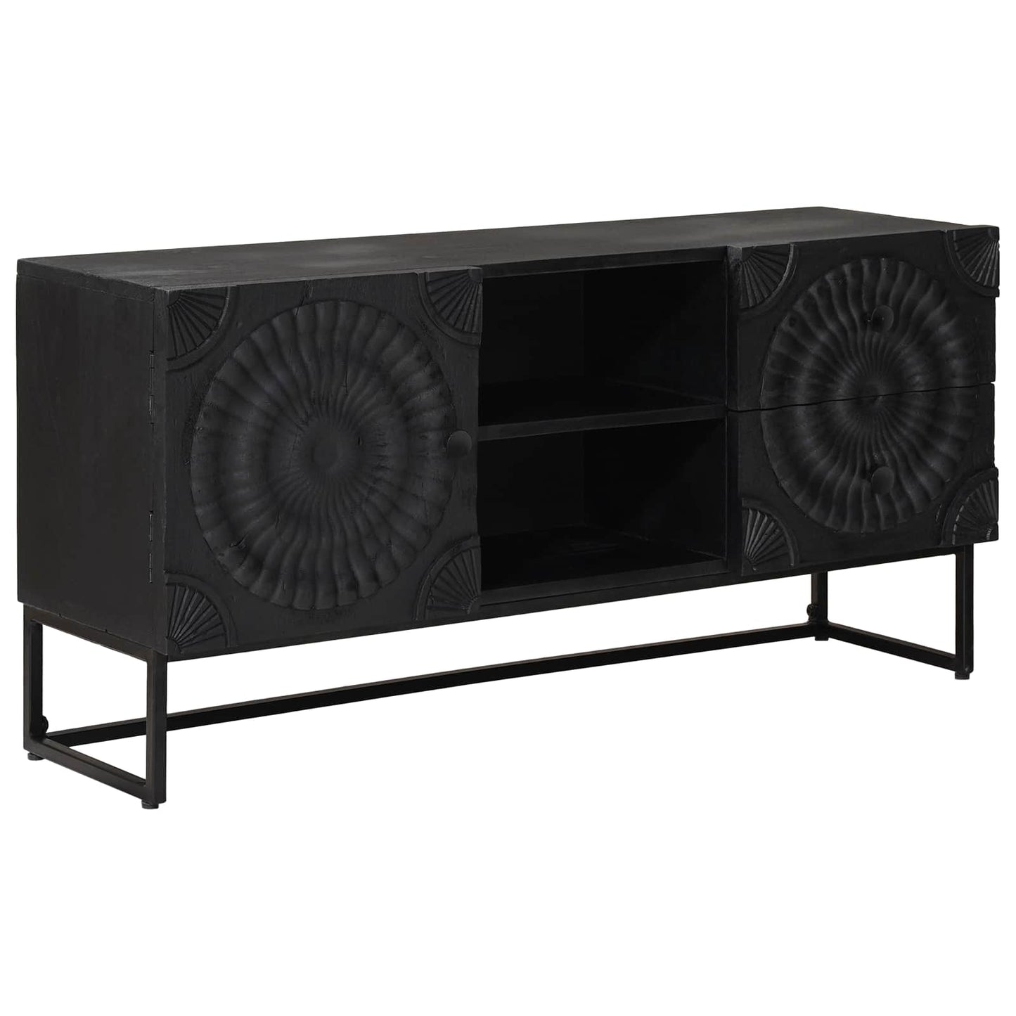 TV-skab Sort 105 x 30 x 54 cm Massivt Mango Træ og Ingeniørtræ