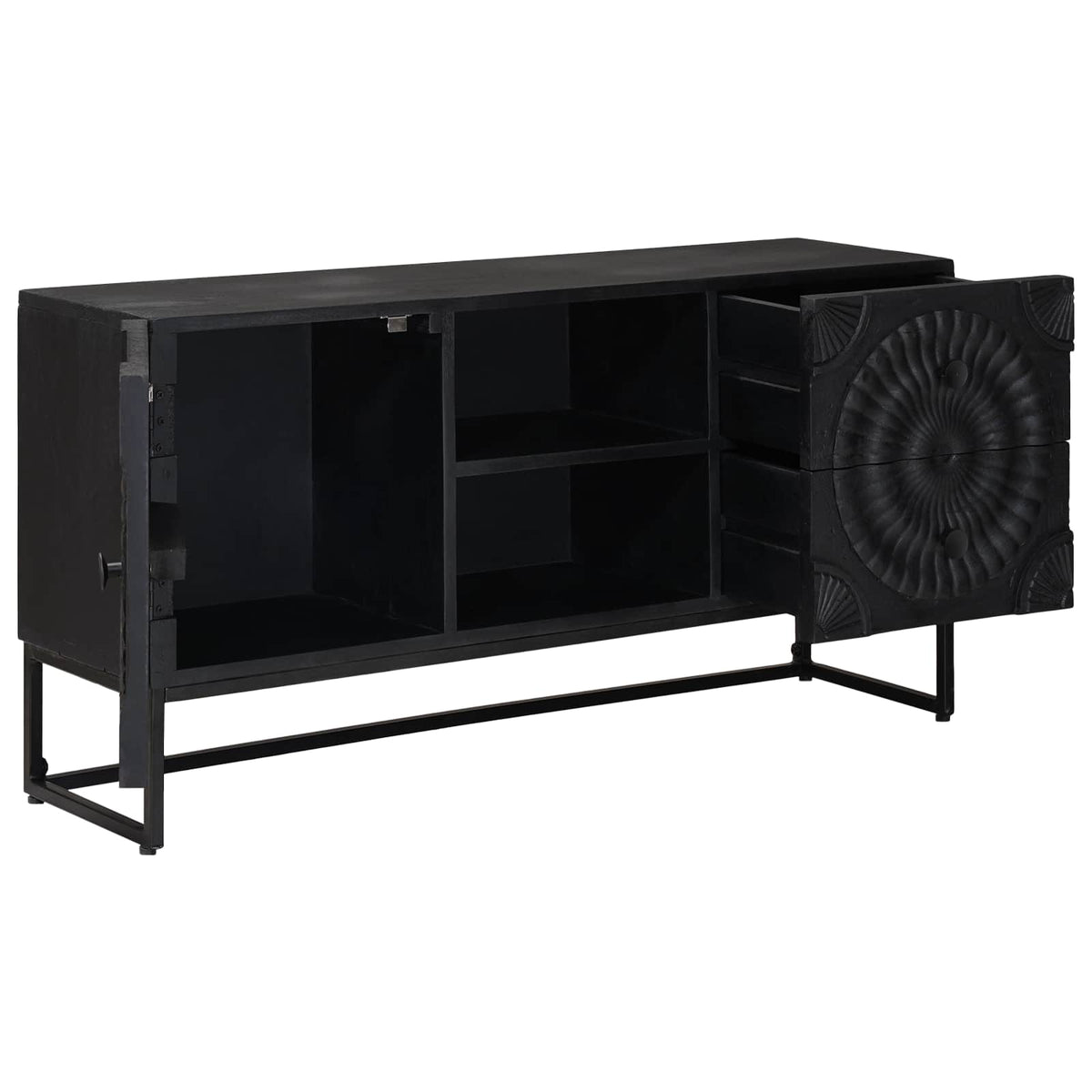 TV-skab Sort 105 x 30 x 54 cm Massivt Mango Træ og Ingeniørtræ