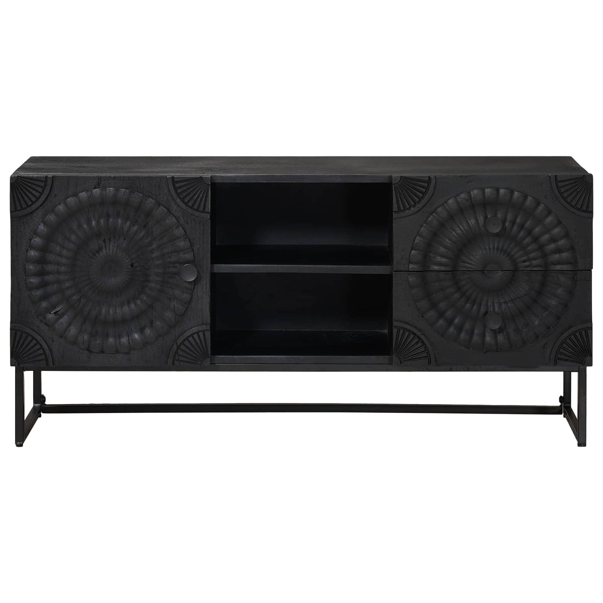 TV-skab Sort 105 x 30 x 54 cm Massivt Mango Træ og Ingeniørtræ