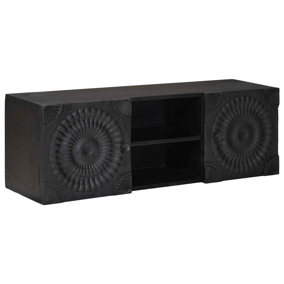 TV-skab Sort 105 x 30 x 35 cm Massivt Mango Træ og Ingeniørtræ