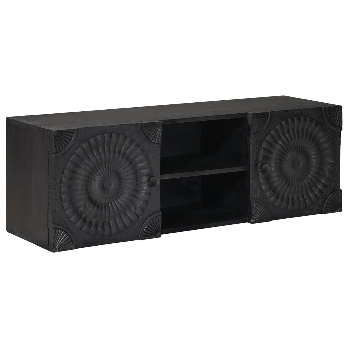 TV-skab Sort 105 x 30 x 35 cm Massivt Mango Træ og Ingeniørtræ