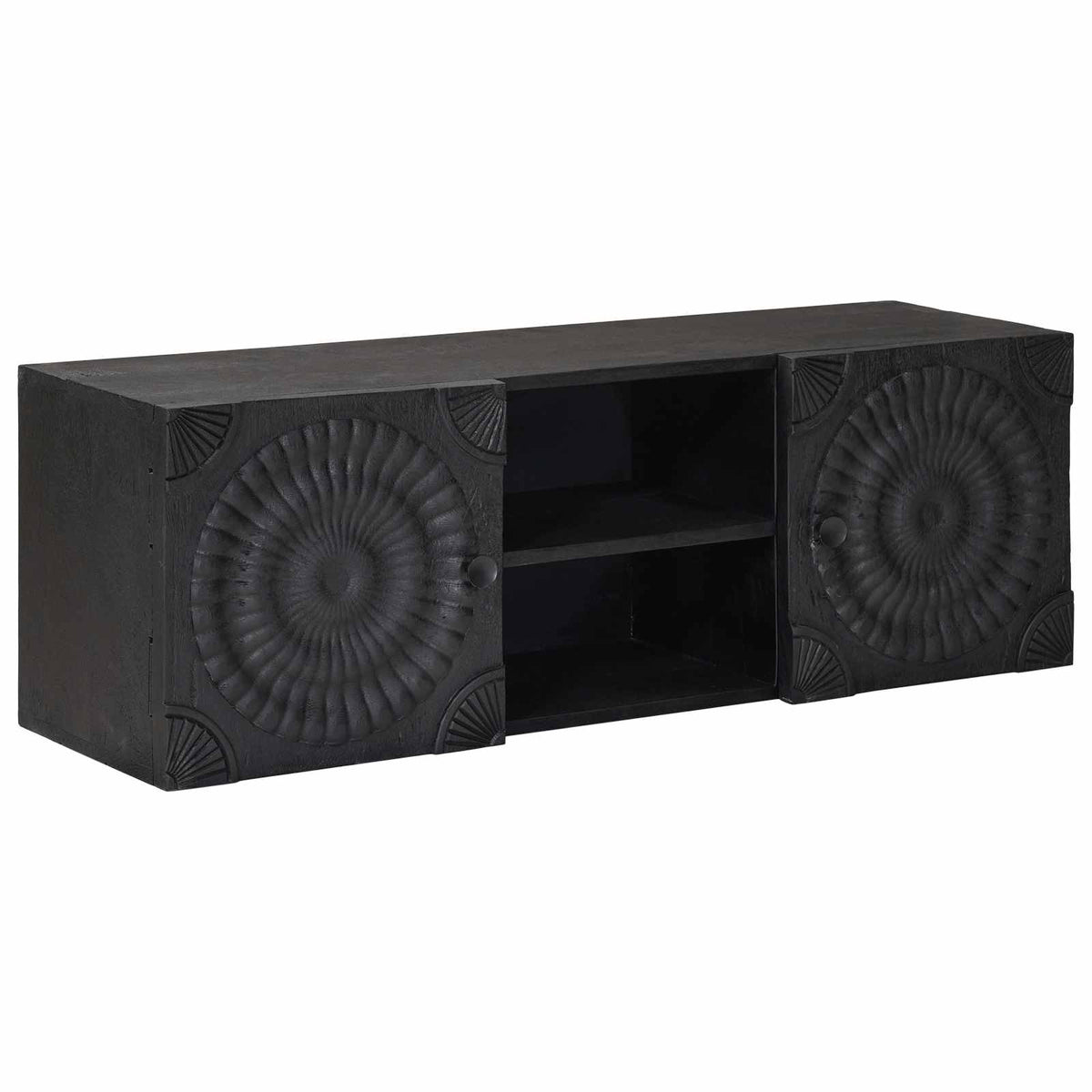 TV-skab Sort 105 x 30 x 35 cm Massivt Mango Træ og Ingeniørtræ
