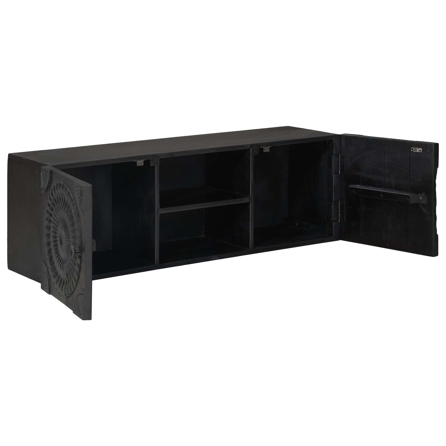 TV-skab Sort 105 x 30 x 35 cm Massivt Mango Træ og Ingeniørtræ