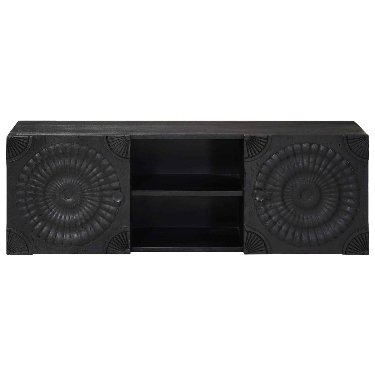 TV-skab Sort 105 x 30 x 35 cm Massivt Mango Træ og Ingeniørtræ