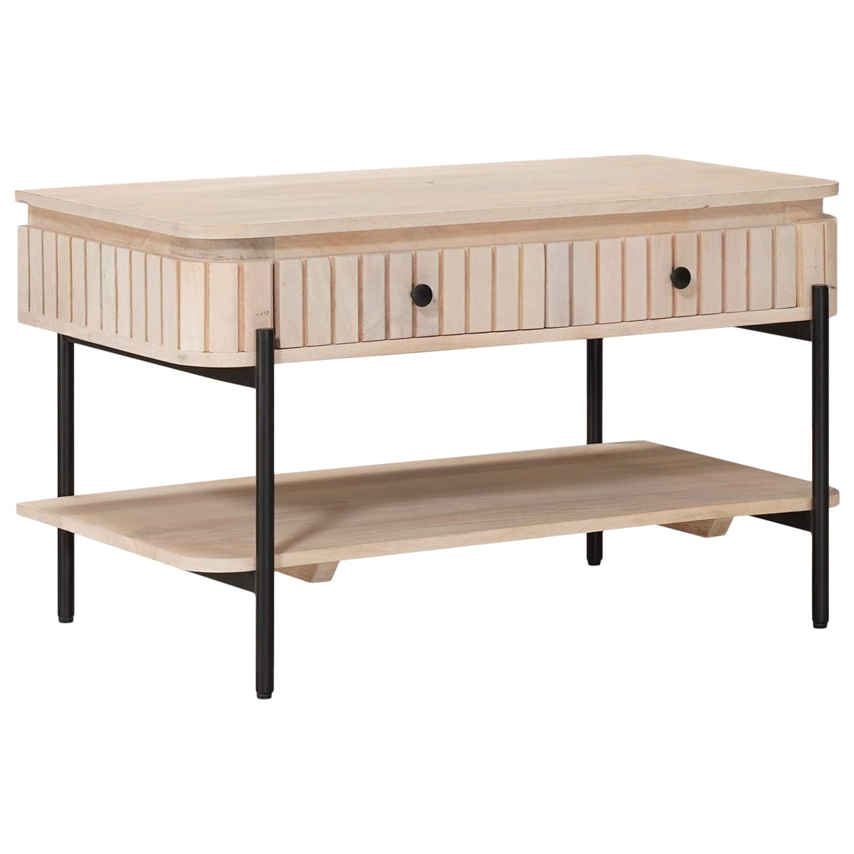 Håndlavet Cafebord Hvid 85 x 45 x 50 cm Massivt mangotræ