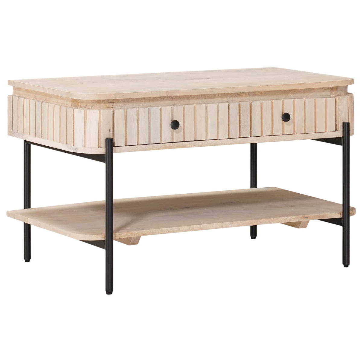Håndlavet Cafebord Hvid 85 x 45 x 50 cm Massivt mangotræ