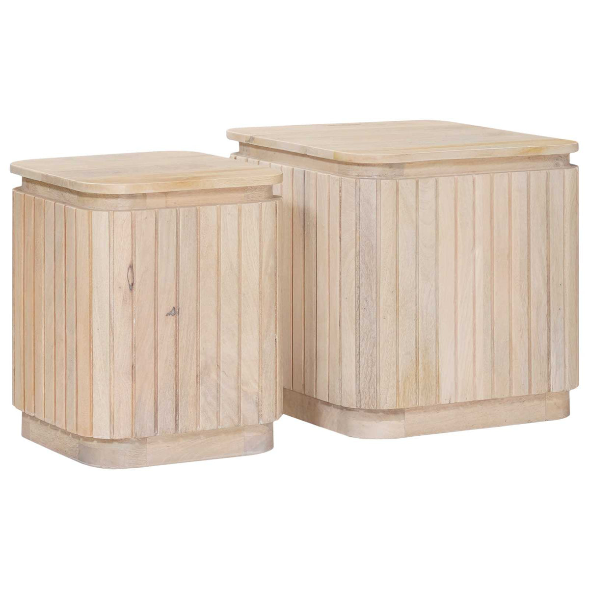 Håndlavet sidebord sæt 2 stk. Hvid 45 x 45 x 45 cm