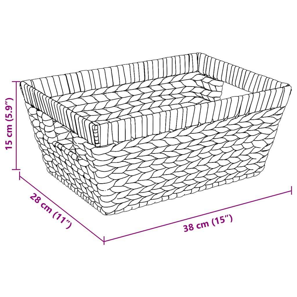 Opbevaringskurve 2 stk. Vandhyacint 38 x 28 x 15 cm Naturfarvet
