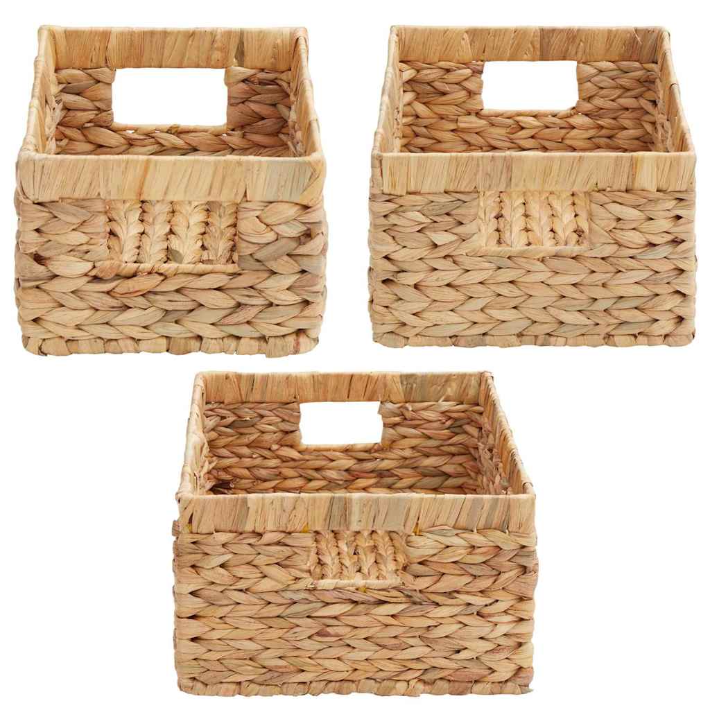 Opbevaringskurve 3 stk. Vandhyacint 40 x 30 x 18 cm Naturfarvet