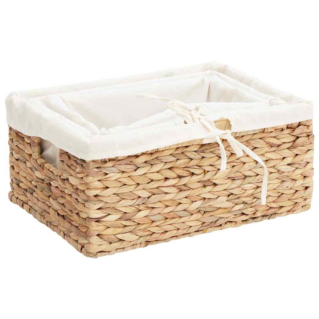 Opbevaringskurve 3 stk. Vandhyacint 40 x 30 x 18 cm Naturfarvet